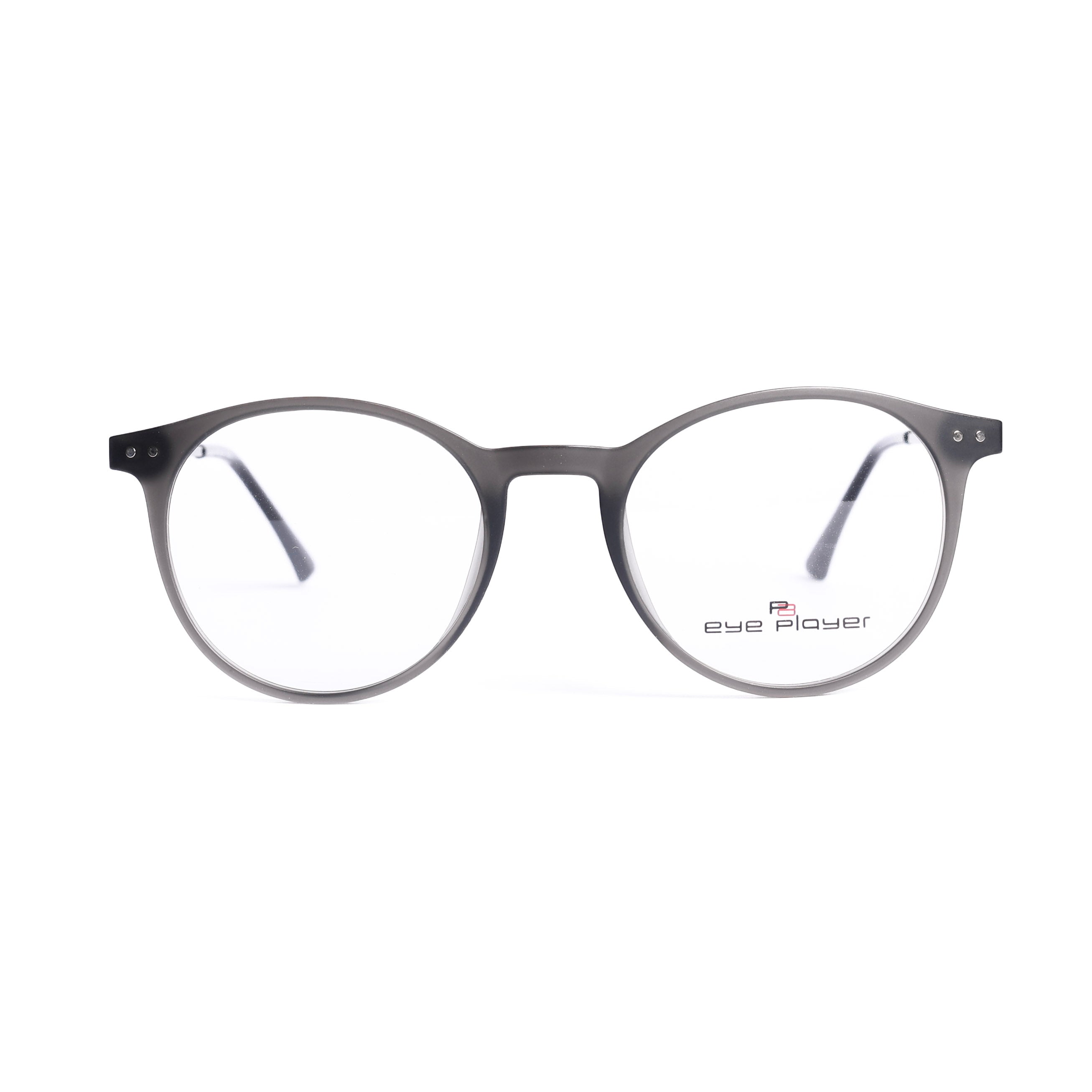 Round Dark Gray Eyeglasses