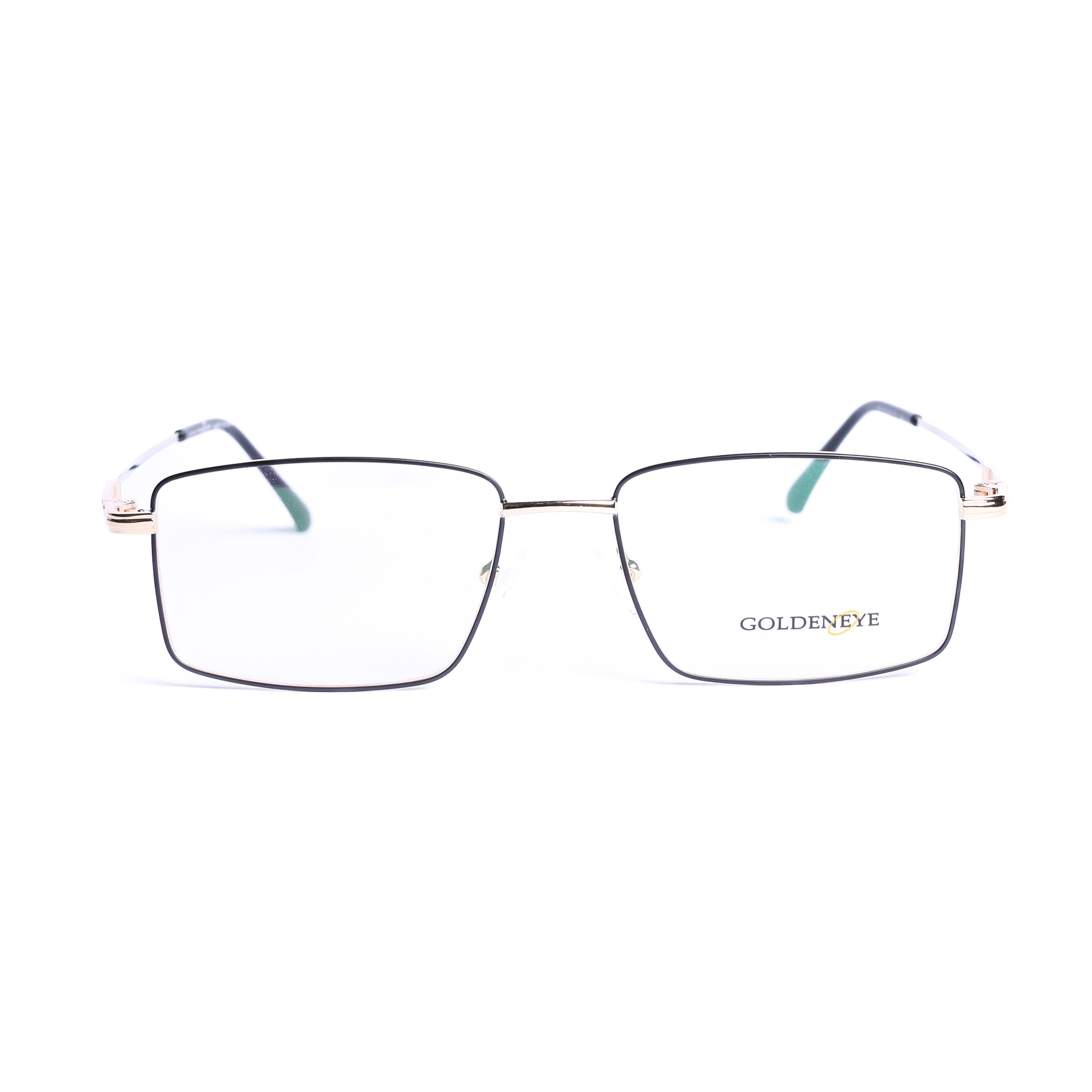 Rectangular Black On Pale Gold Eyeglasses