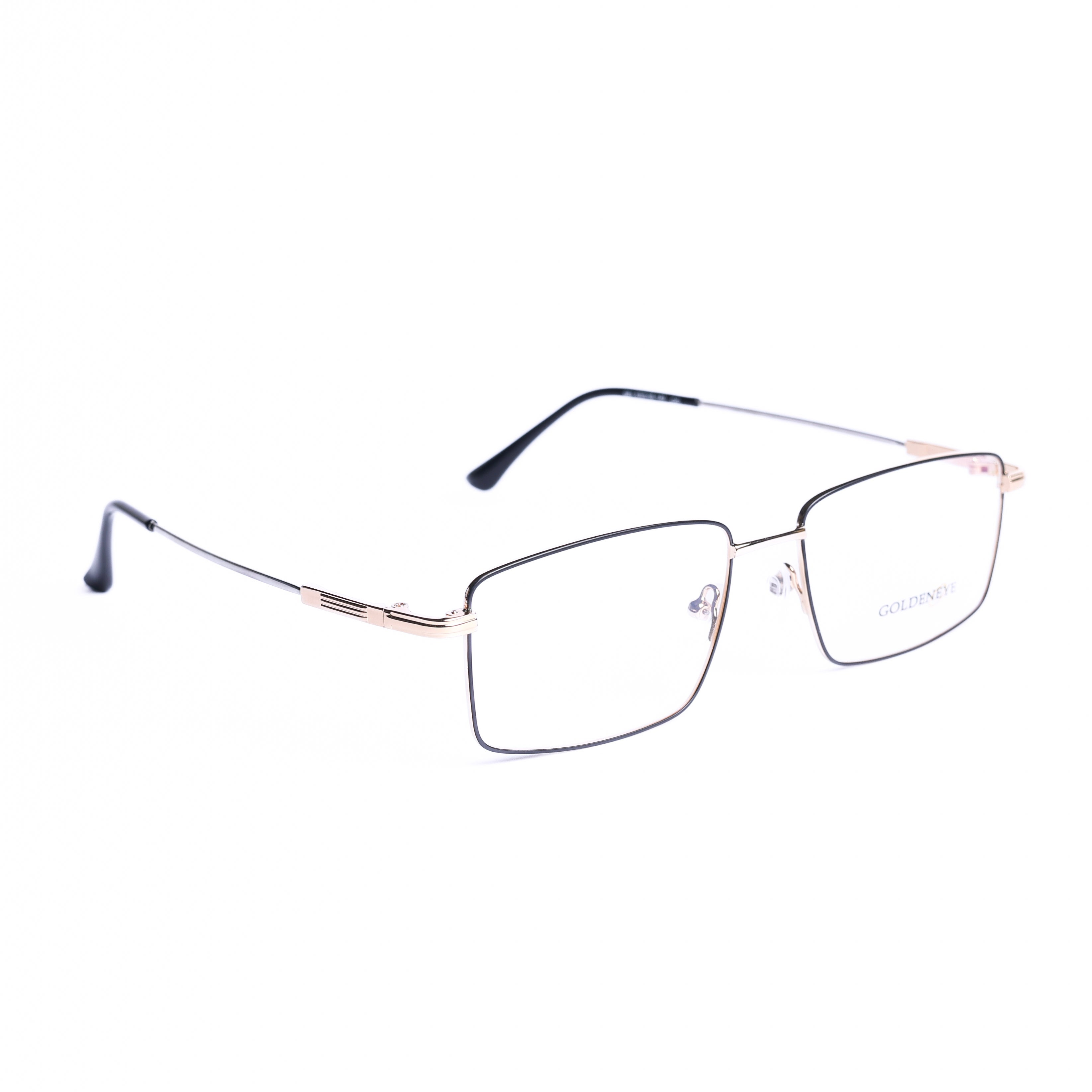 Rectangular Black On Pale Gold Eyeglasses
