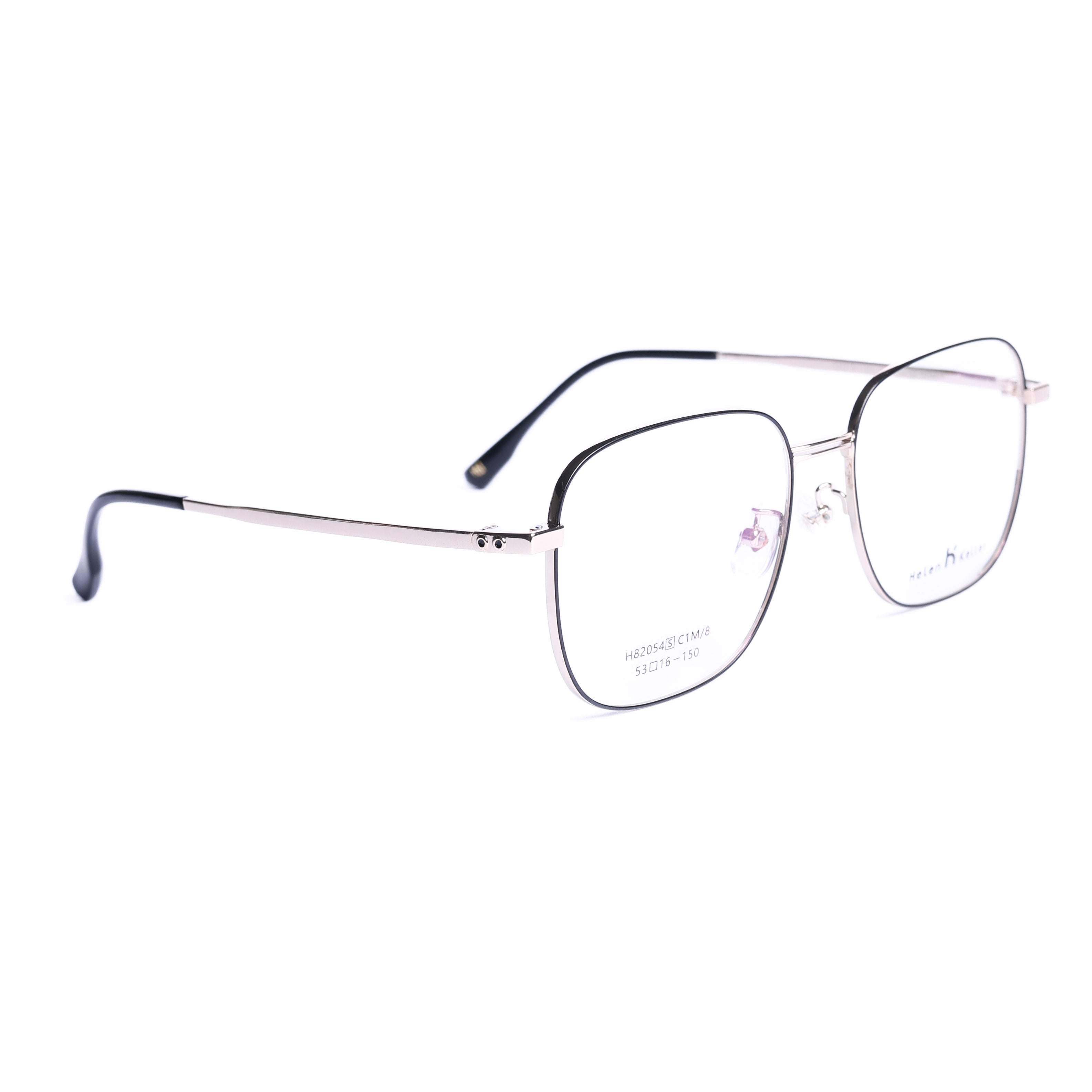Square Black on Pale Gold Eyeglasses