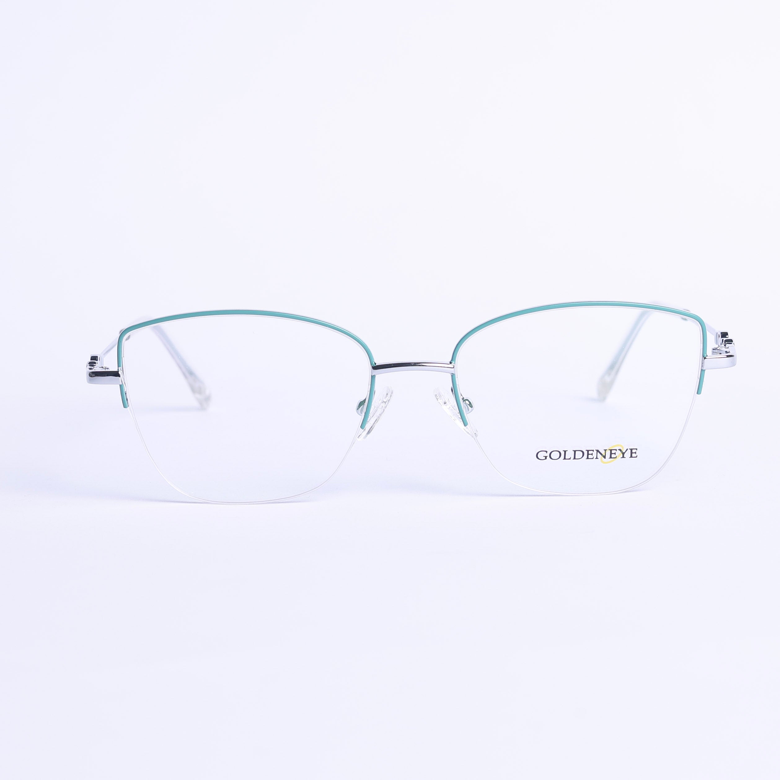 Cat Eye Half Rim Silver Eyeglasses