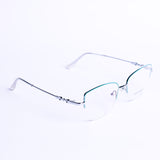 Cat Eye Half Rim Silver Eyeglasses