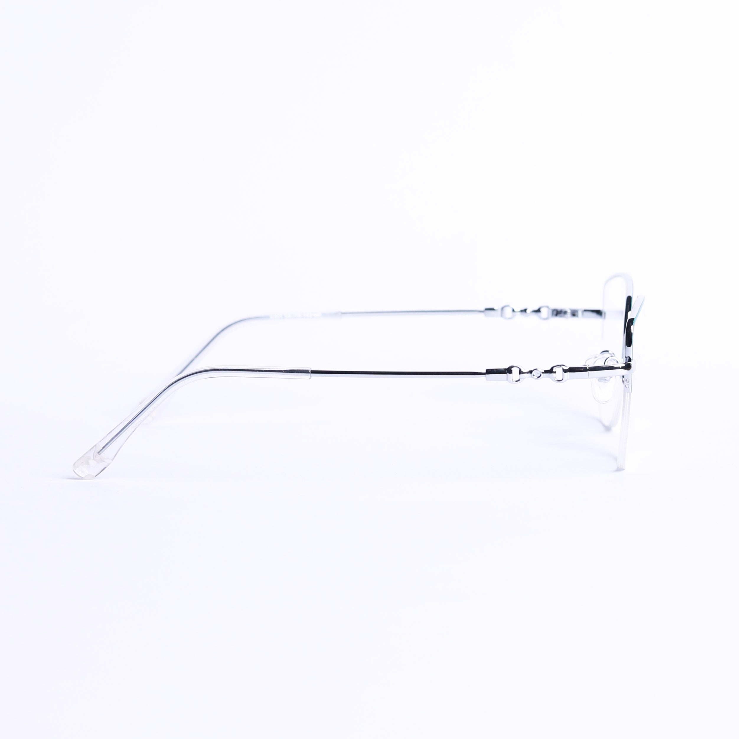 Cat Eye Half Rim Silver Eyeglasses