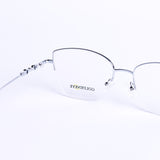 Cat Eye Half Rim Silver Eyeglasses